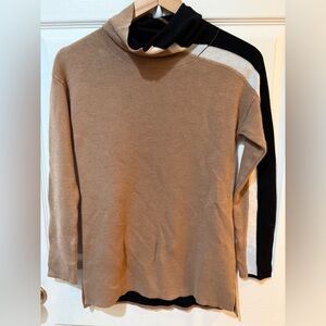 Ost Tan and Black Cowl Neck Sweater lagenlook scandinavian nordic euro